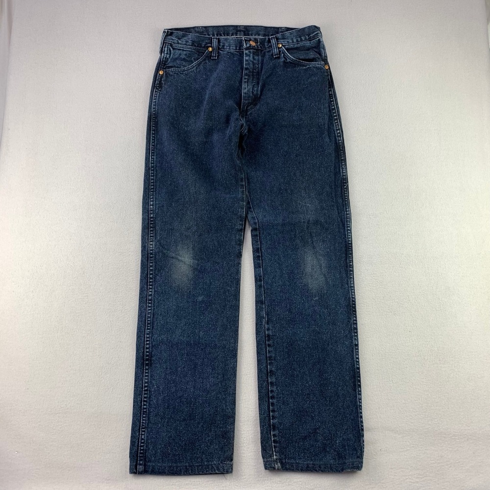 Vintage Wrangler Jeans 13MWZ Mens 33x34 Cowboy Cut Dark Wash Denim USA Faded 90s